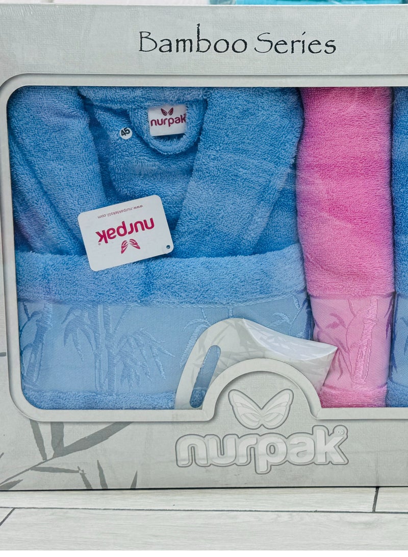 NURPAK BAMBOO FAMILY BATHROBE SET -Turkish Luxurios Family Bathrobe Set Include 2pcs Bathrobes,2 pcs Towel Size 70*140, 2pcs soap ,2pcs Towel 50*90,Attractive gift box
