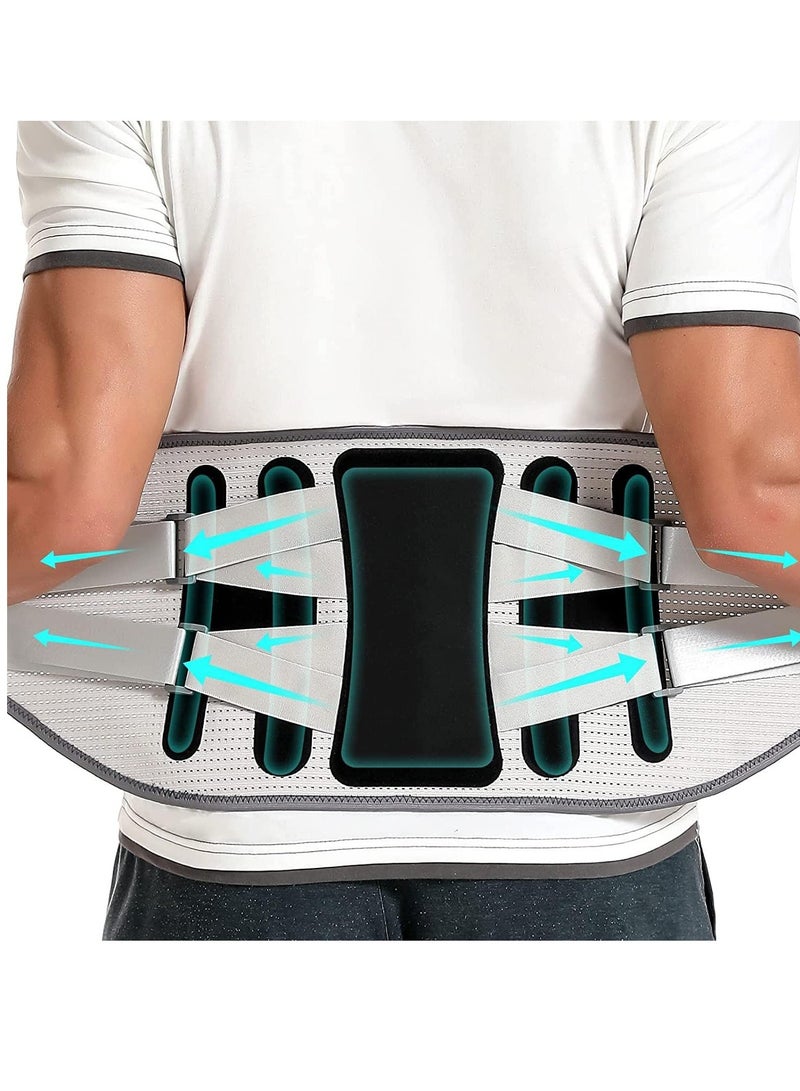 Back Brace with 8 support belts for Lower Back Pain Relief, Back Support Belt for Women & Men, Breathable Lumbar Support Brace for Work, Lower Back Brace for Herniated Disc, Sciatica, L