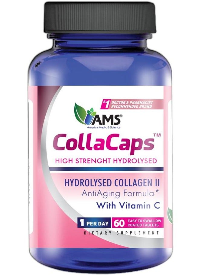 Colla Caps Hydrolyzed Collagen Supplement, Anti-Aging Caplets With Collagen & Vitamin C, Pack of 60's