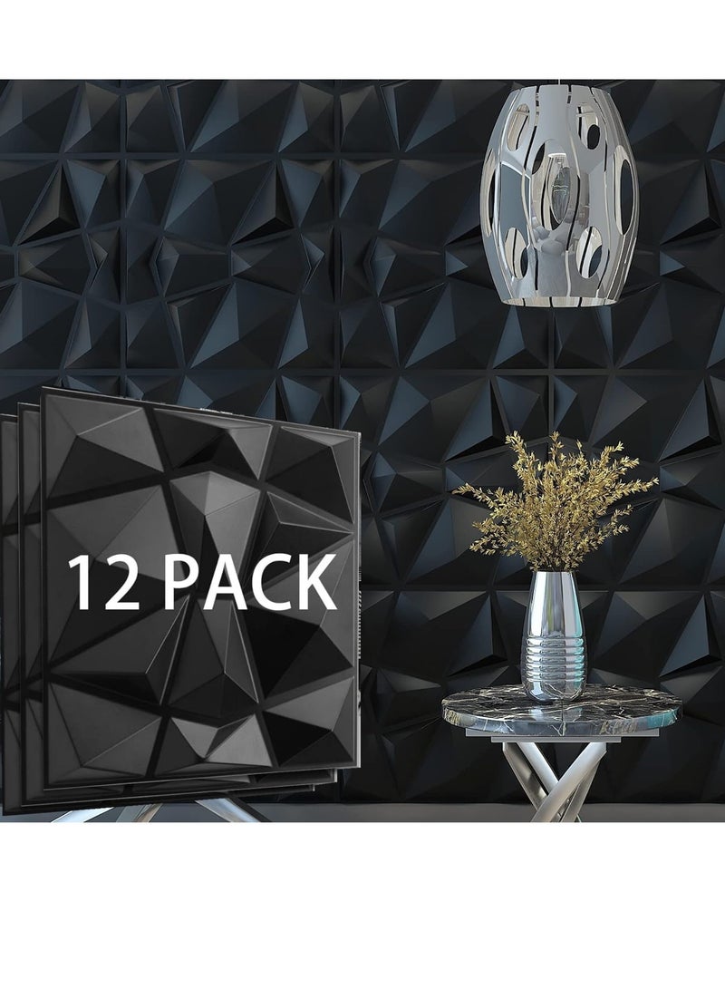 12 Pack 3D Wall Panels 3D Texture PVC Wallpaper Diamond Design Decorative Wall Cover Length 30cm width 30cm