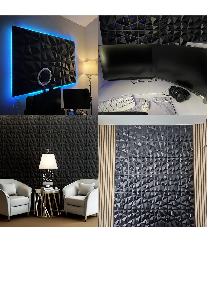 12 Pack 3D Wall Panels 3D Texture PVC Wallpaper Diamond Design Decorative Wall Cover Length 30cm width 30cm