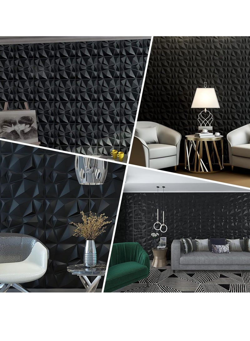 12 Pack 3D Wall Panels 3D Texture PVC Wallpaper Diamond Design Decorative Wall Cover Length 30cm width 30cm