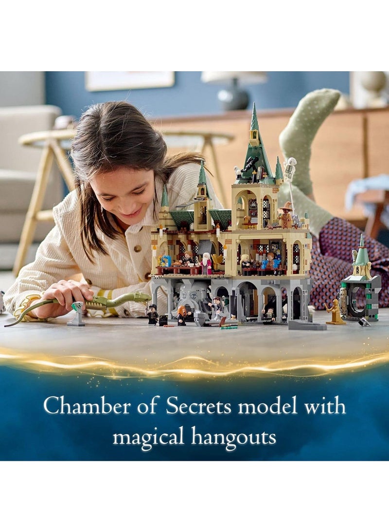 Harry Potter Hogwarts Chamber of Secrets, 20th Anniversary Castle Model with Collectible Golden Voldemort Minifigure and Glow-in-The-Dark Nearly Headless Nick Harry Potter Birthday Gift