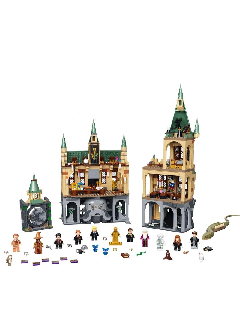 Harry Potter Hogwarts Chamber of Secrets, 20th Anniversary Castle Model with Collectible Golden Voldemort Minifigure and Glow-in-The-Dark Nearly Headless Nick Harry Potter Birthday Gift