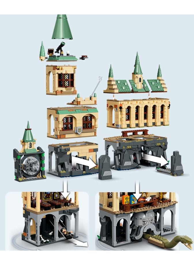 Harry Potter Hogwarts Chamber of Secrets, 20th Anniversary Castle Model with Collectible Golden Voldemort Minifigure and Glow-in-The-Dark Nearly Headless Nick Harry Potter Birthday Gift