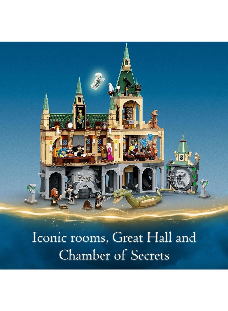 Harry Potter Hogwarts Chamber of Secrets, 20th Anniversary Castle Model with Collectible Golden Voldemort Minifigure and Glow-in-The-Dark Nearly Headless Nick Harry Potter Birthday Gift