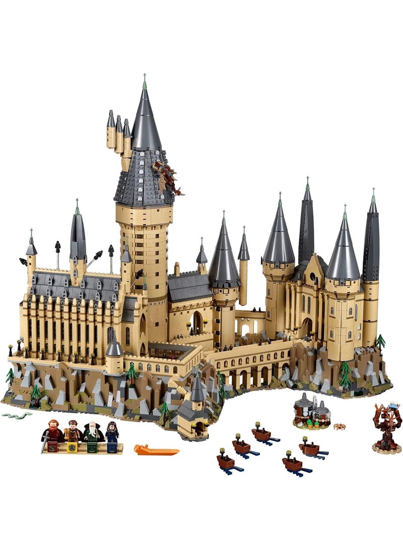Harry Potte Hogwarts Castle Building Set,   Activity Kit with Minifigures  Wands  Boats  a Spider  and Gryffindor and Hufflepuff Accessories Collectible Model for Adults