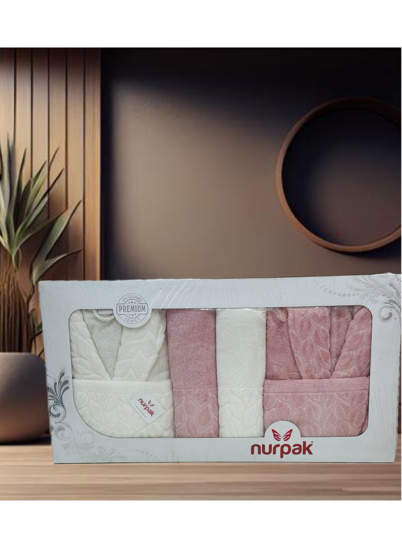 NURPAK BAMBOO FAMILY BATHROBE SET -Turkish Luxurios Family Bathrobe Set Include 2pcs Bathrobes,2 pcs Towel Size 70*140, 2pcs Soap ,2pcs Towel 50*90,Comes in attractive gift box