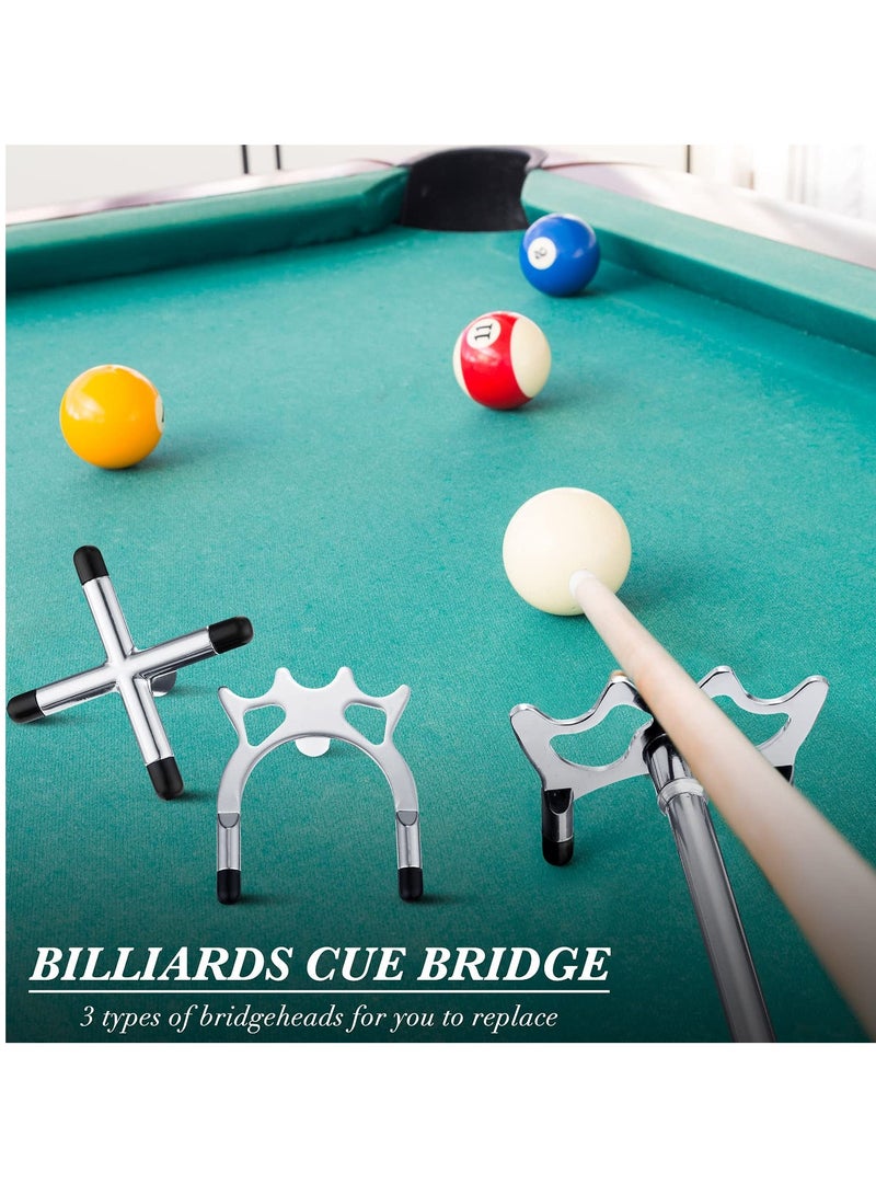 Retractable Billiard Bridge Stand with 3 Pieces of Detachable Bridge Heads Easy Storage Light Weight Suitable for Pool Table  Snooker (Silver  Set of 4)