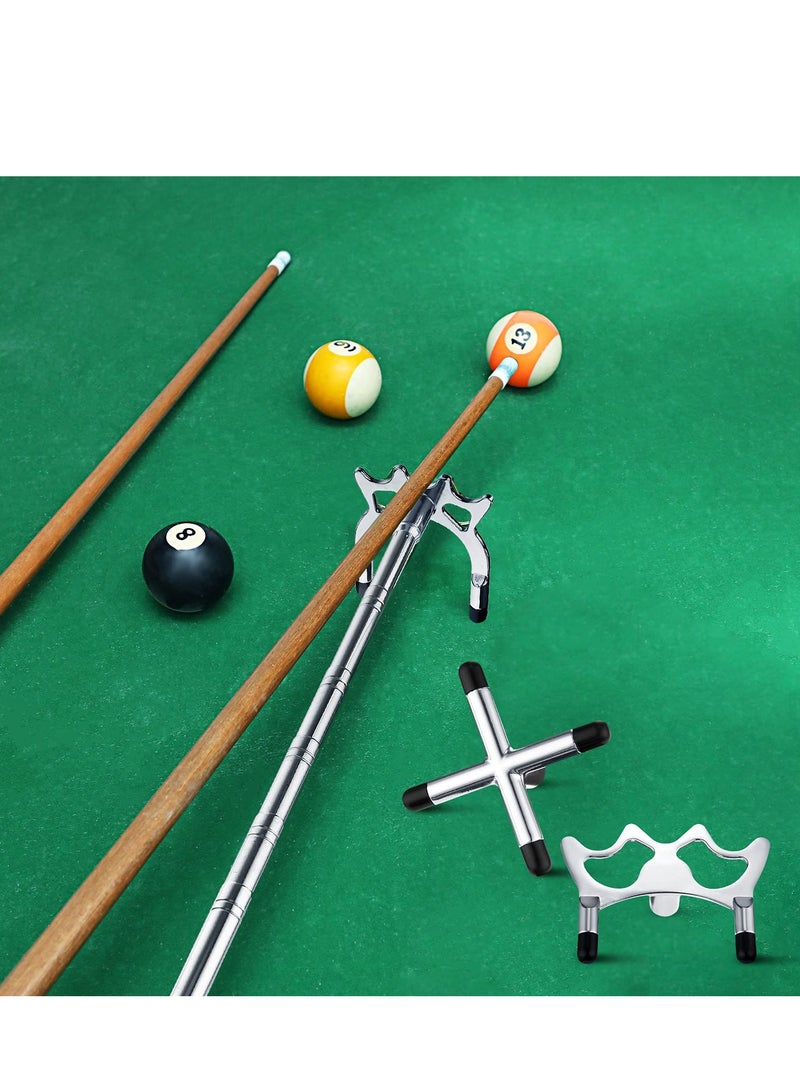 Retractable Billiard Bridge Stand with 3 Pieces of Detachable Bridge Heads Easy Storage Light Weight Suitable for Pool Table  Snooker (Silver  Set of 4)