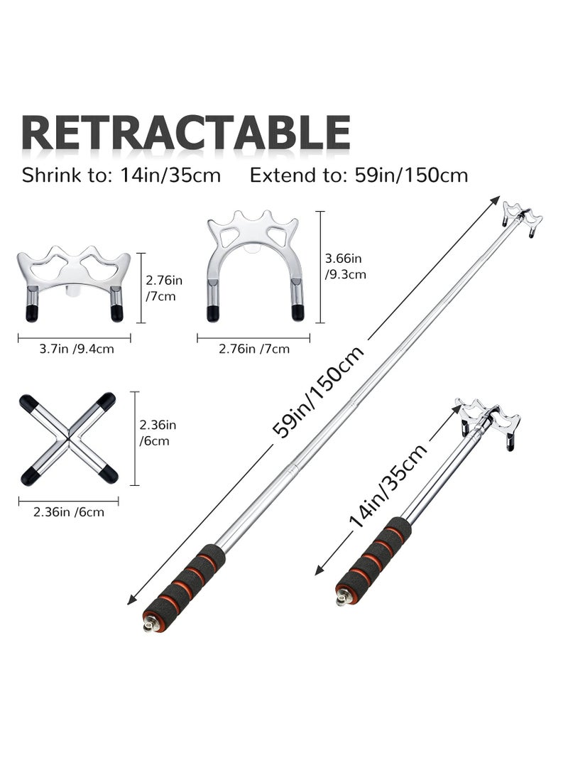 Retractable Billiard Bridge Stand with 3 Pieces of Detachable Bridge Heads Easy Storage Light Weight Suitable for Pool Table  Snooker (Silver  Set of 4)