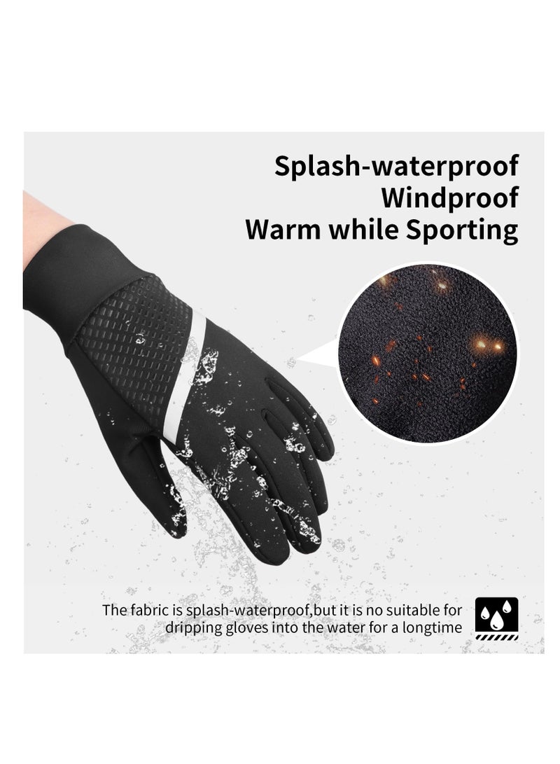 Winter Kids Warm Sports Gloves, Touchscreen Anti-Slip Cold Weather Bike Glove, Anti-slip Palm & Reflective Printing, Multipurpose Gloves, for Running Mountain Snow Ski Boys Girls 6-12 Years