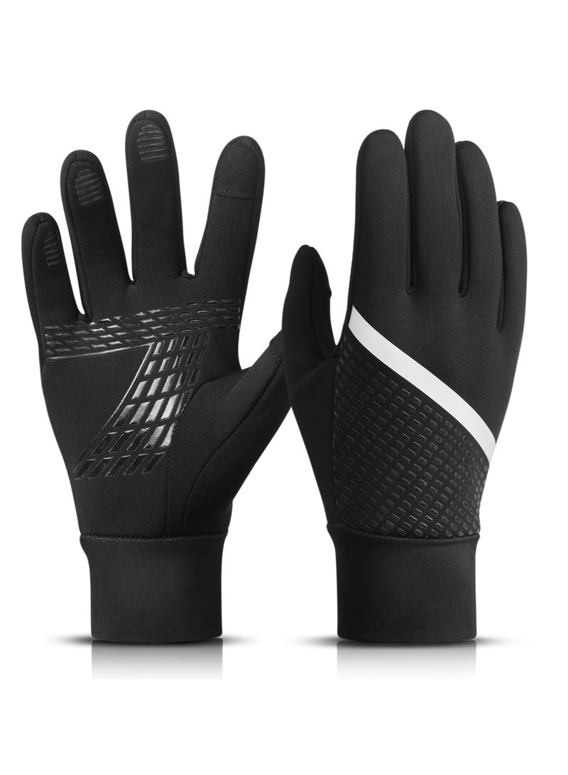 Winter Kids Warm Sports Gloves, Touchscreen Anti-Slip Cold Weather Bike Glove, Anti-slip Palm & Reflective Printing, Multipurpose Gloves, for Running Mountain Snow Ski Boys Girls 6-12 Years