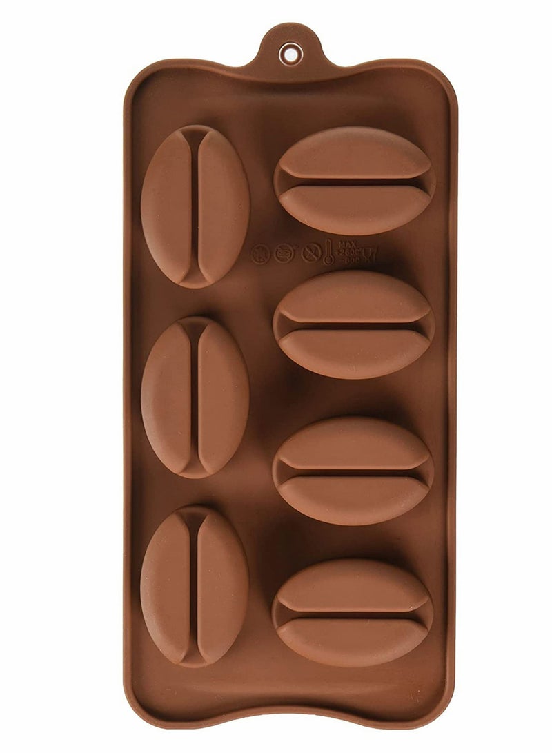 3Pcs Coffee Bean Shapes Silicon Mold Ice Soap Cube Tray, 7 Cavities Cake Candy Molds DIY Handmade Decor Baking Cooking Tools