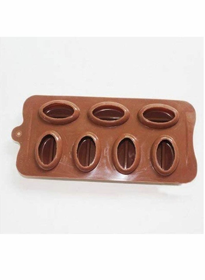 3Pcs Coffee Bean Shapes Silicon Mold Ice Soap Cube Tray, 7 Cavities Cake Candy Molds DIY Handmade Decor Baking Cooking Tools