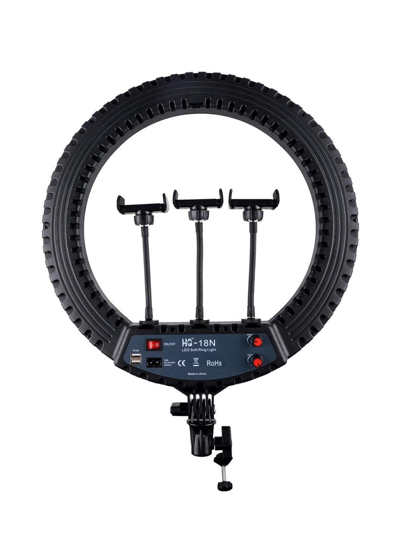 HQ-18N LED Ring Light For Vlogging Photography And Video Shooting With Remote Control Phone Clamp And  Tripod Mount