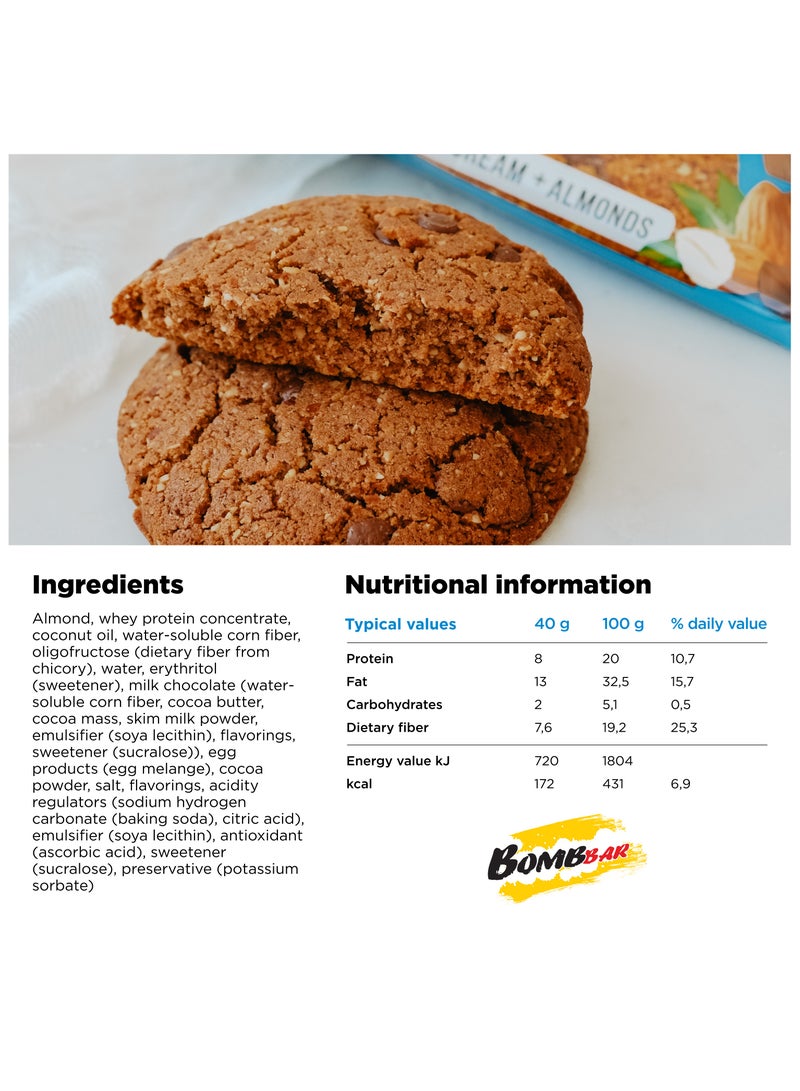 Keto Cookies with Chocolate Cream and Almonds 12x40g
