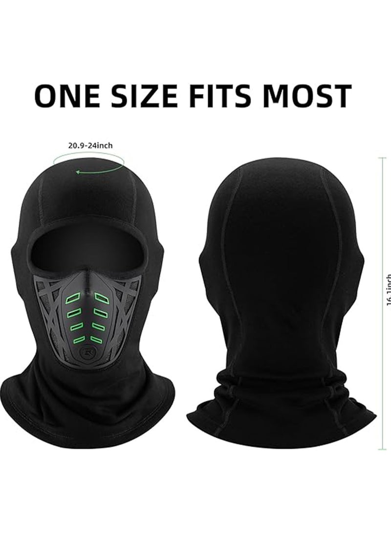 Balaclava Ski Mask Thermal Windproof Balaclava Mask, 3D Design Breathable, Cold Weather for Skiing, Snowboarding, Motorcycle, Cycling, Black Green