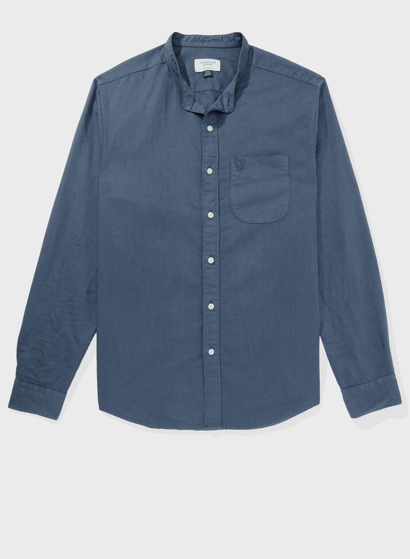 Band Collar Classic Fit Shirt