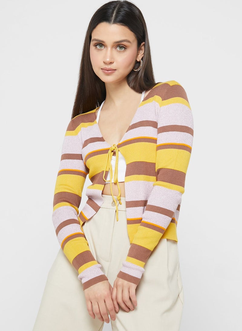 Striped Tie Detail Cardigan