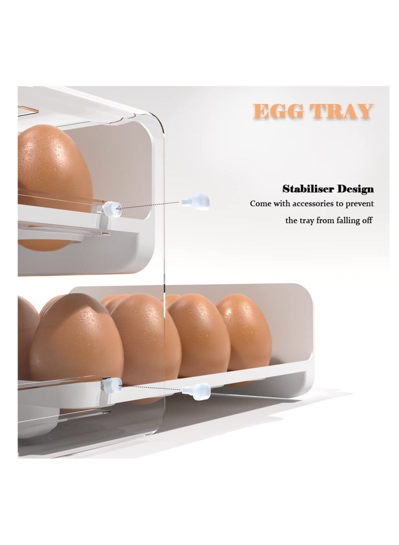 Egg Holder for Refrigerator, Large Capacity Clear Fridge Organizers and Storage, Plastic egg storage container for refrigerator, Stackable fridge organizers and storage clear(2 Layers)