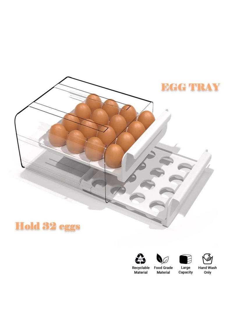 Egg Holder for Refrigerator, Large Capacity Clear Fridge Organizers and Storage, Plastic egg storage container for refrigerator, Stackable fridge organizers and storage clear(2 Layers)