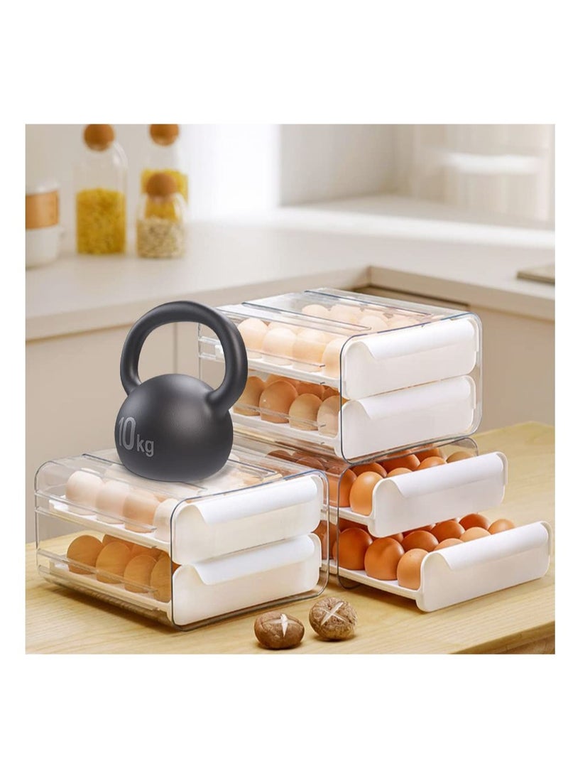 Egg Holder for Refrigerator, Large Capacity Clear Fridge Organizers and Storage, Plastic egg storage container for refrigerator, Stackable fridge organizers and storage clear(2 Layers)