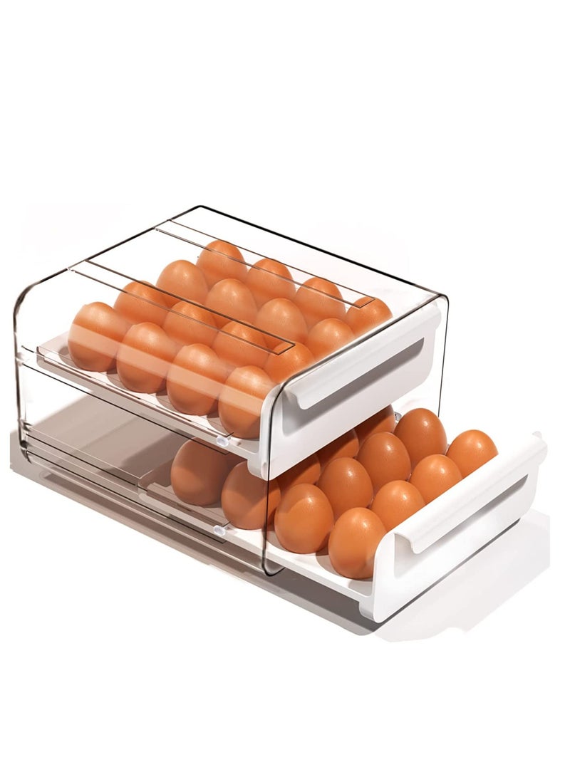 Egg Holder for Refrigerator, Large Capacity Clear Fridge Organizers and Storage, Plastic egg storage container for refrigerator, Stackable fridge organizers and storage clear(2 Layers)