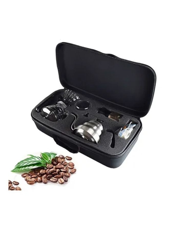 Portable V60 Travel Pour-over Drip Coffee Maker Set With Travel Case, Dripping Home Coffee Storage Gift Box(Black)