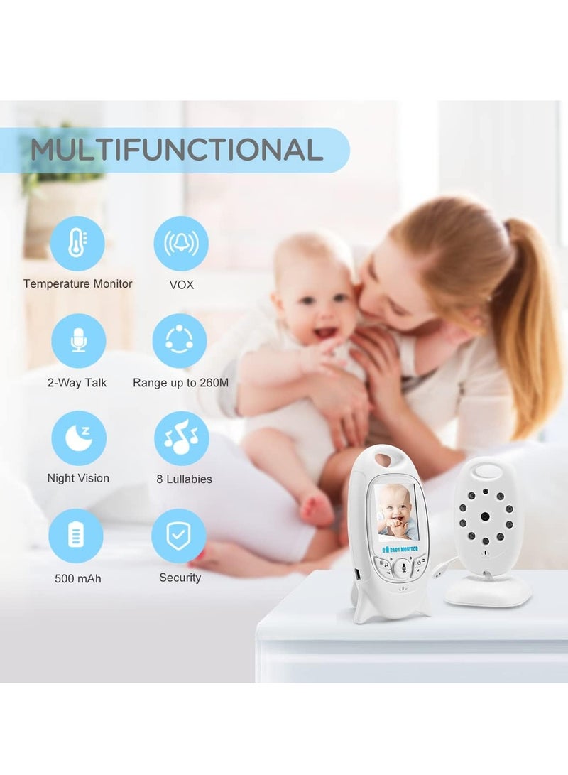 Portable Video Baby Monitor with Night Vision, Wireless Camera and Audio, No WiFi Required, 2-Way Talk, Lullabies, Temperature Detection - Ideal New Mom Gift