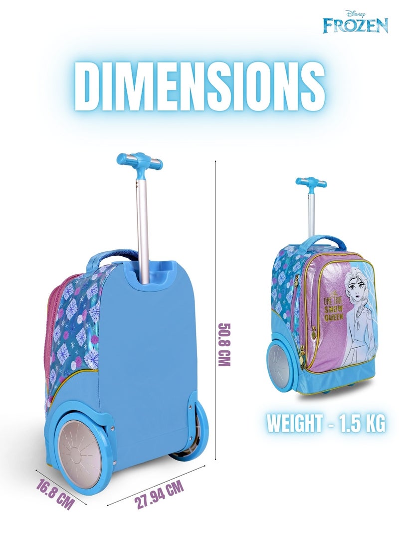 Frozen  20 Inch Kids Premium 3-in-1 Trolley School Bag Set - Ergonomic Backpack, Insulated Lunch Bag & Pencil Case,Lightweight, Durable, Students 6+ - Perfect for Travel & School,For Girls