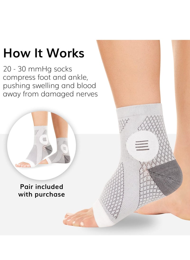 Neuropathy Socks, Ankle Compression Sleeve Support Brace Socks, Arch Support Socks Heel Spur Relief Products Leg & Foot Supports Plantar Fasciitis Night Sock for Women (L - 1 Pair)