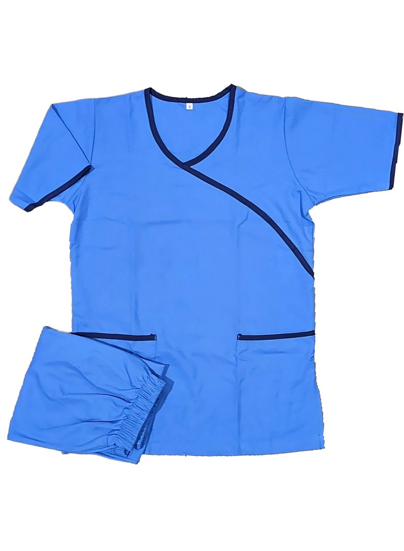 Exquisite Scrub Set Uniform for Women, Beautician, Housemaid, Nurse with Piping