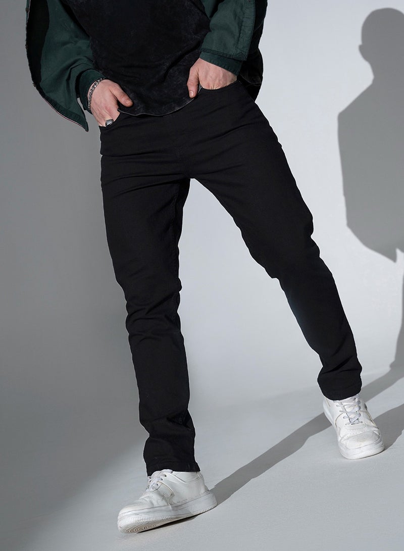 Slim Fit Black Jeans for Men, Clean Look