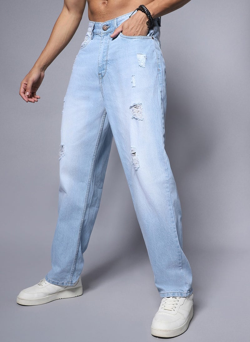 Loose Fit Blue Jeans for Men, Wide Leg and Comfortable