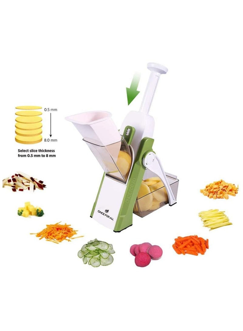 Safe Mandoline Slicer, Upright Vegetable Potatoes Slicer Chopper, Julienne + Dicer, Thickness Adjuster for Kitchen Fast Meal Prep