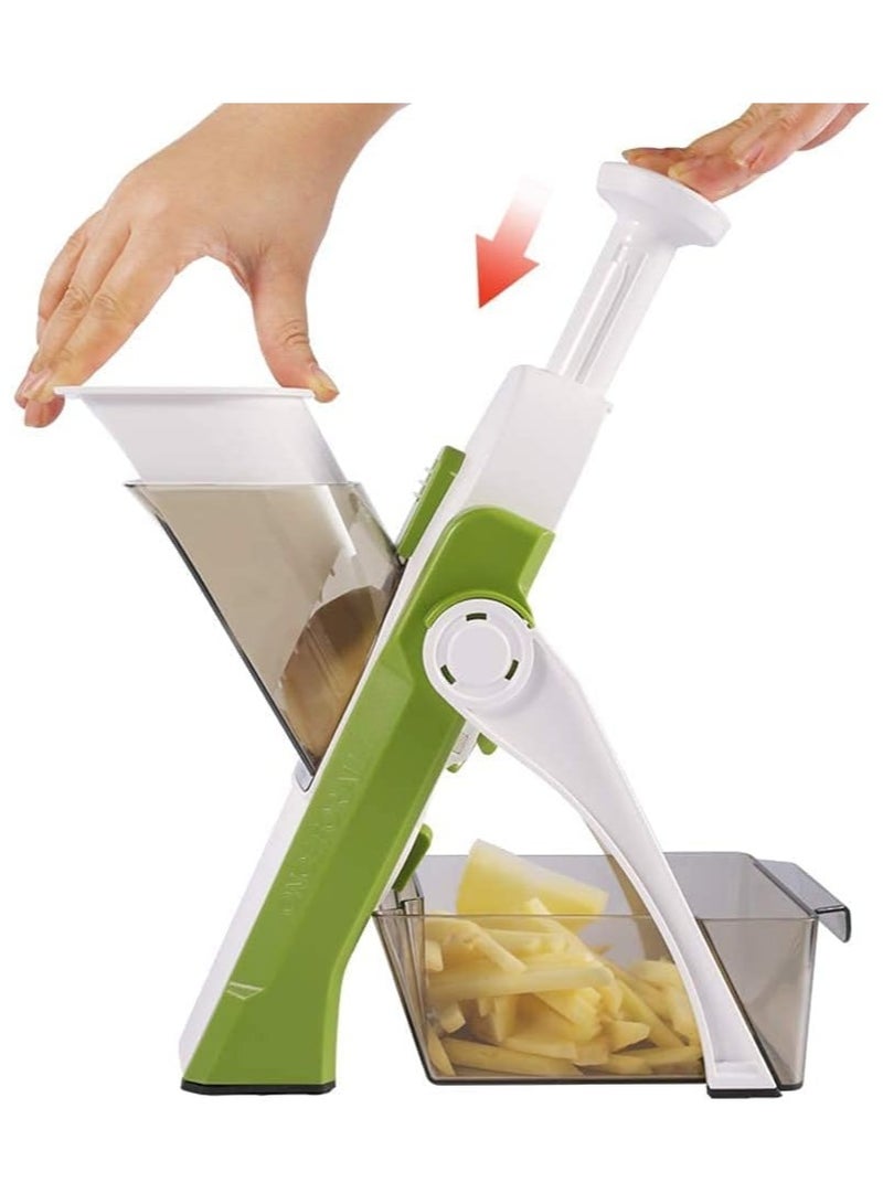 Safe Mandoline Slicer, Upright Vegetable Potatoes Slicer Chopper, Julienne + Dicer, Thickness Adjuster for Kitchen Fast Meal Prep