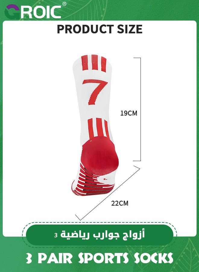 3 Pair Elite Football Socks, Athletic Socks with 3D Ankle Protection, Basketball Socks & Running Socks, Compression Cushion Sport Soccer Socks Unisex