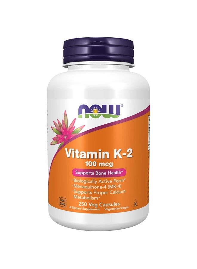 Supplements, Vitamin K-2 100 mcg, Menaquinone-4 (MK-4), Supports Bone Health*, 250 Veg Capsules