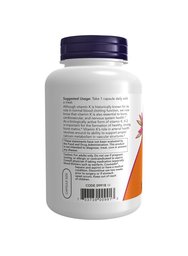 Supplements, Vitamin K-2 100 mcg, Menaquinone-4 (MK-4), Supports Bone Health*, 250 Veg Capsules