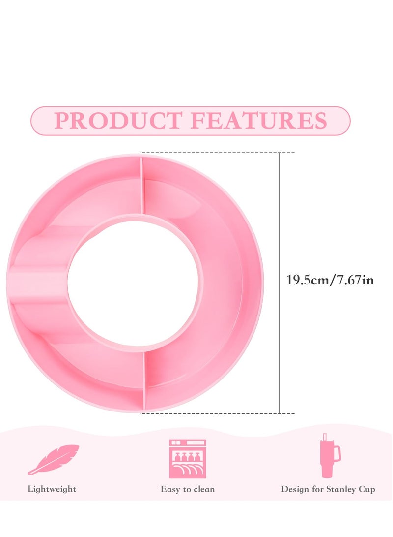 40oz Snack Bowl for Stanley Cup, Reusable Snack Ring Compatible, Tumbler with Handle, Cute Water Bottle Accessories with Long Silione, Pink