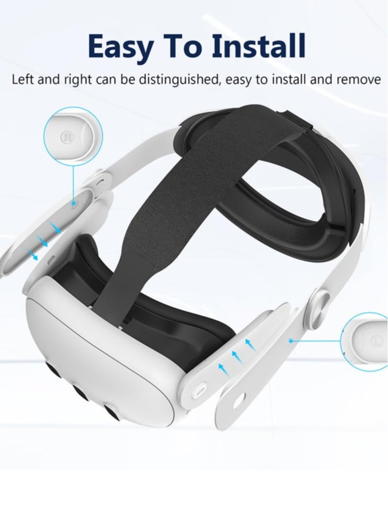 Adjustable Head Strap for Meta Quest 3 Accessories, Comfortable Lightweight Adjustable Elite Headset Replacement Accessories for Meta Quest 3, VR Headset Strap Replacement for Meta Quest 3