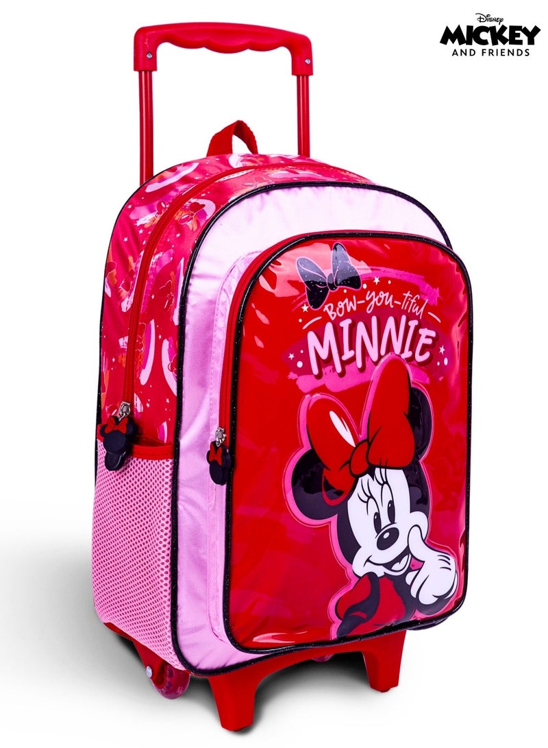 Minnie Mouse  16 Inch Kids 3-in-1 Trolley School Bag Set - Ergonomic Backpack, Insulated Lunch Bag & Pencil Case,Lightweight, Students 6+ - Perfect for Travel & School,For Girls