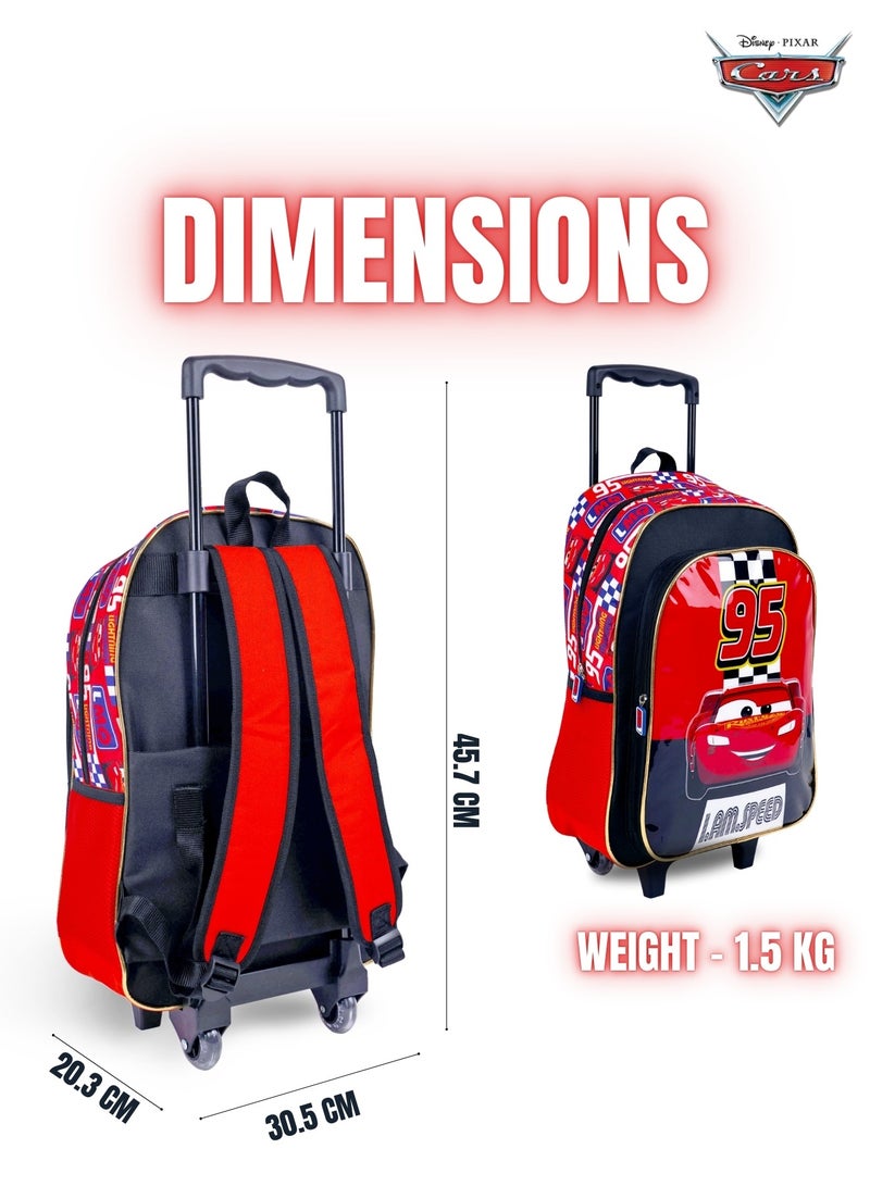 Cars  16 Inch Kids 3-in-1 Trolley School Bag Set - Ergonomic Backpack, Insulated Lunch Bag & Pencil Case,Lightweight, Durable, Students 6+ - Perfect for Travel & School,For Boys