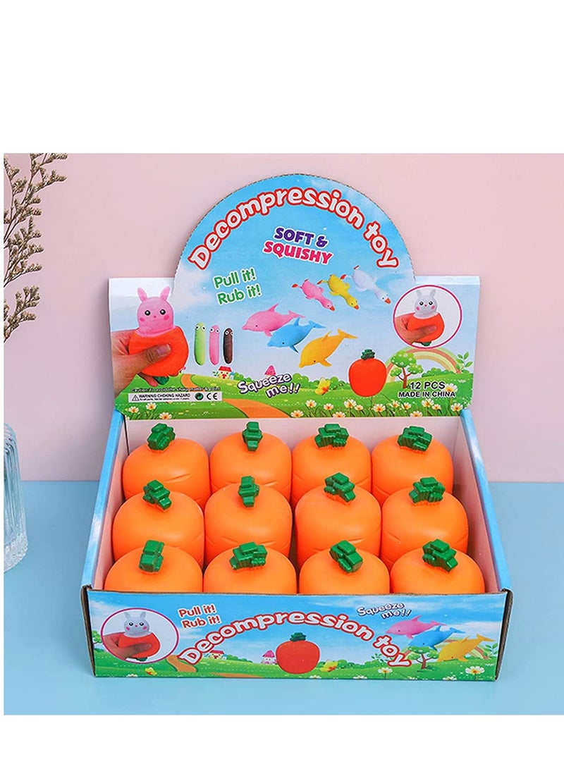 Sensory Fidget Toys Squeeze Carrot Rabbit Toys Pop Up Squishy in Stress Relief Decompression Exhaust Toy for Children and Adults (3 Pieces/Set)