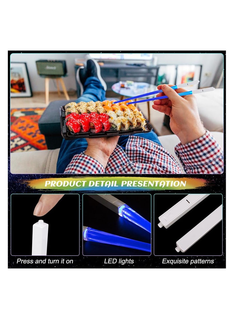 2 Pairs of LED Chopsticks, Luminous Chopsticks, Star Wars Chopsticks Light Up, Mini Lightsaber, Cool Chopsticks, BPA Free and Food-Safe, Lightsaber Chopsticks for Kitchen Dinner Party Sushi Cutlery