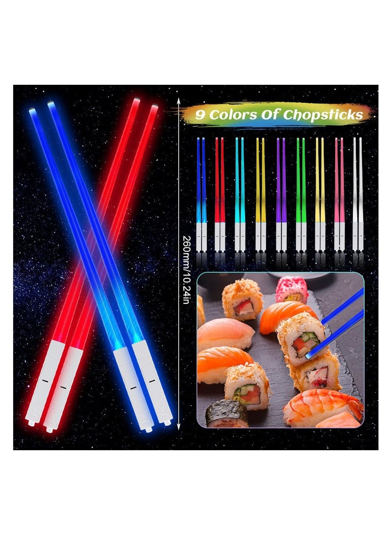 2 Pairs of LED Chopsticks, Luminous Chopsticks, Star Wars Chopsticks Light Up, Mini Lightsaber, Cool Chopsticks, BPA Free and Food-Safe, Lightsaber Chopsticks for Kitchen Dinner Party Sushi Cutlery