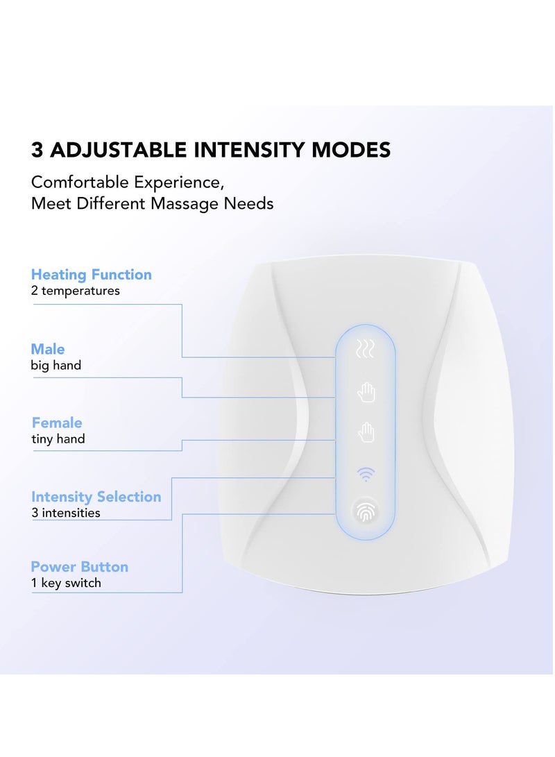 Electric Hand Massager Cordless 3 Levels Pressure 2 Gear Heating Rechargeable Hand Massager for Arthritis and Carpal Tunnel Finger Numbness Pain Relief