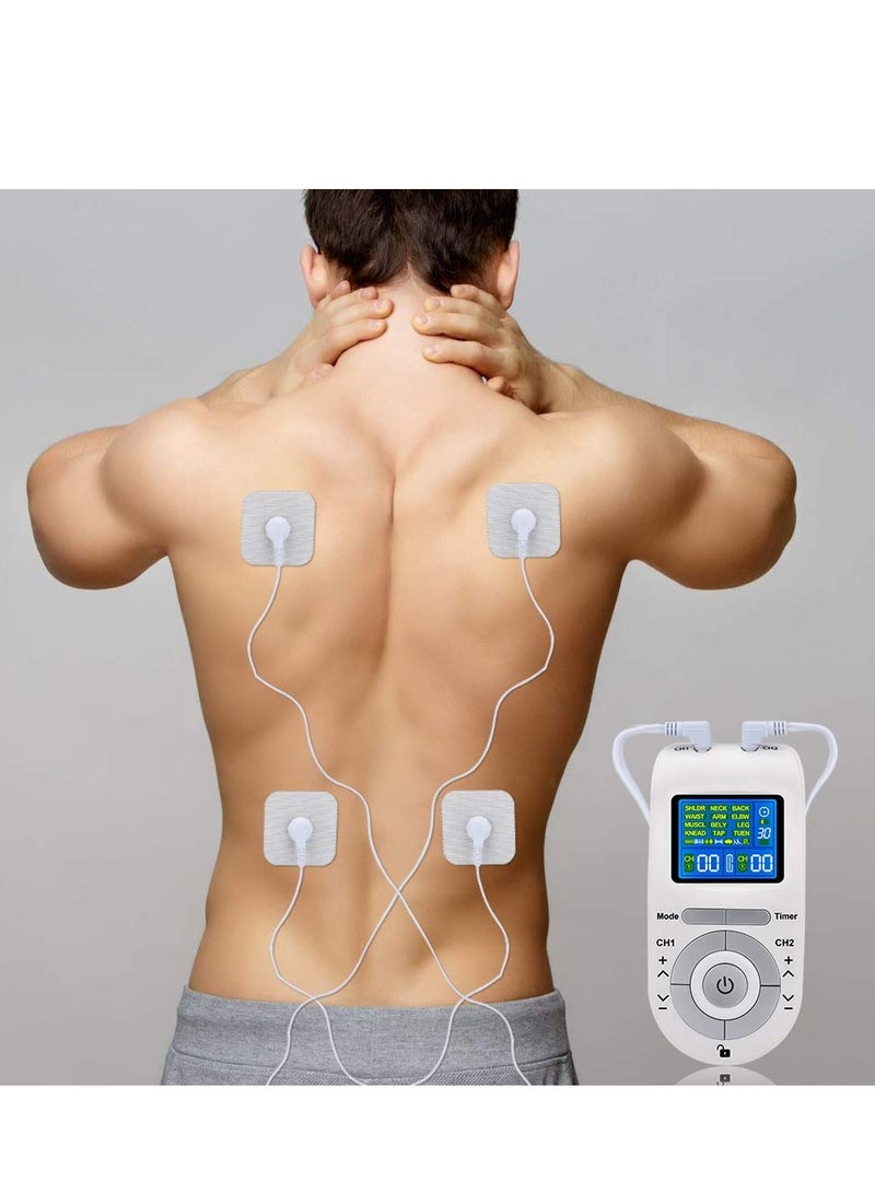 TENS Unit Muscle Stimulator Machine with Replacement Pads for Pain Relief, 12 Modes, 40 Intensities, TENS EMS Dual Channel Rechargeable Electric Pulse Massager