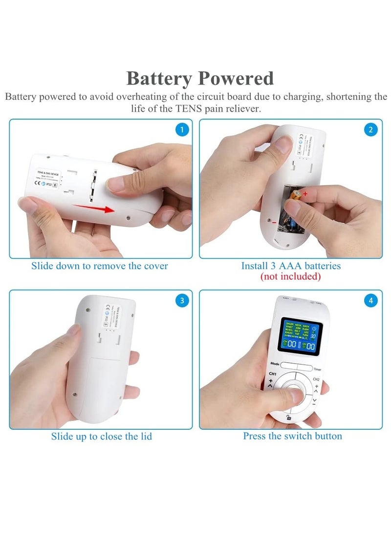 TENS Unit Muscle Stimulator Machine with Replacement Pads for Pain Relief, 12 Modes, 40 Intensities, TENS EMS Dual Channel Rechargeable Electric Pulse Massager